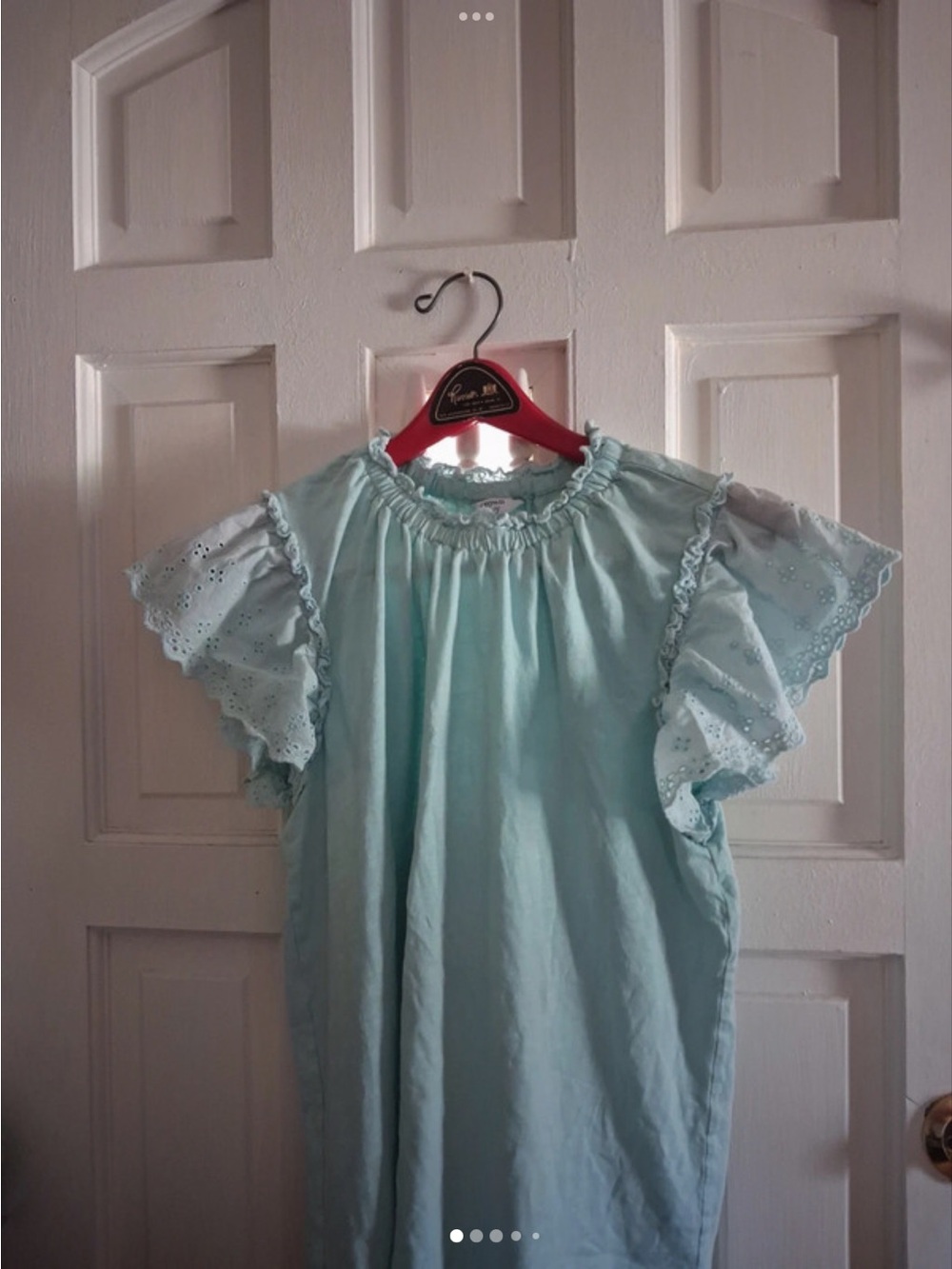 crown & ivy Light Blue Eyelet Flutter-Sleeve Dress